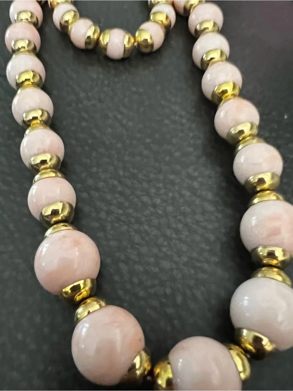 Gold & Pink Beaded Necklace and Bracelet Set 70’s AVON